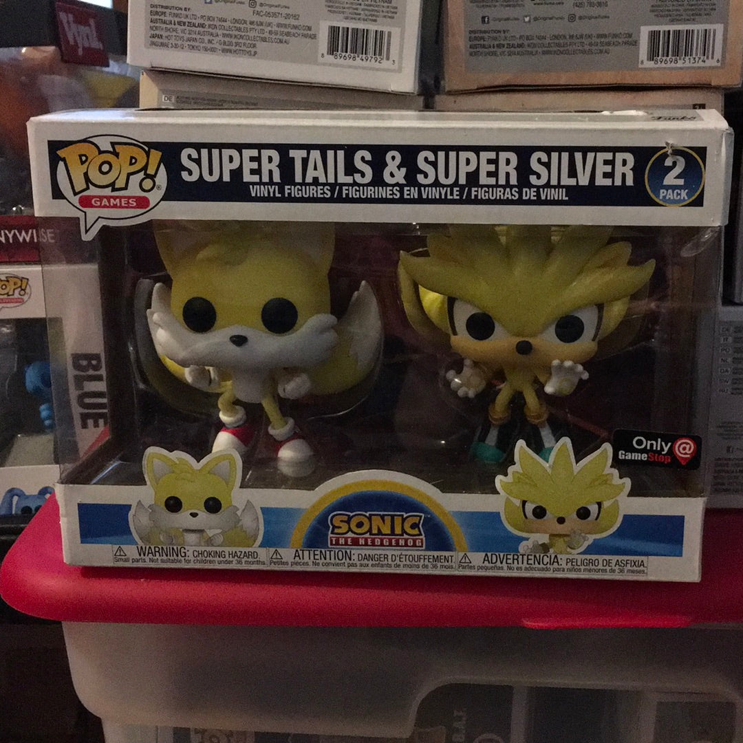  Funko Pop Sonic The Hedgehog - Super Tails & Super Silver 2  Pack (Exclusive) : Toys & Games