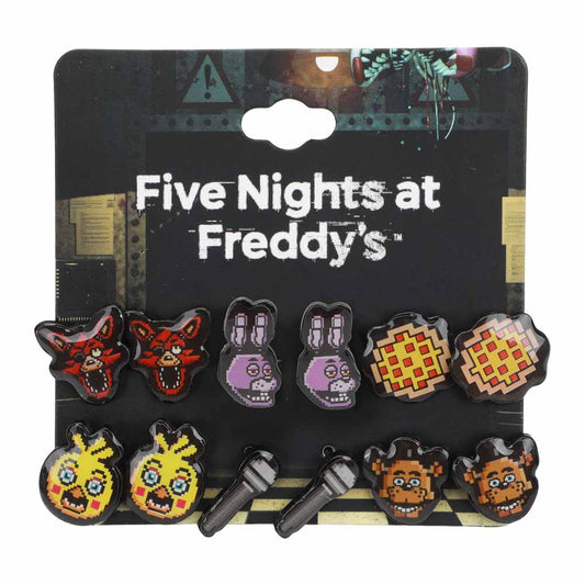 Five Nights at Freddy's Pixelated 6 Pack Earring Set