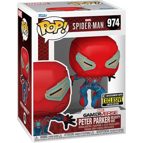 Marvel Spiderman Peter Parker Velocity Suit 974 exclusive Funko Pop Vinyl Figure