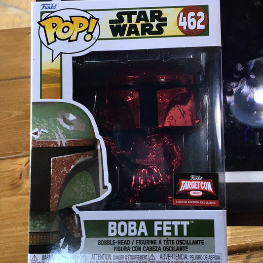 Star Wars Boba Fett 462 Red Chrome Targetcon 2022 Funko Pop! Vinyl Figure