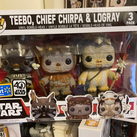 Star Wars 3 Pack Ewok Teebo Chirpa Logray Funko Pop! Vinyl figure